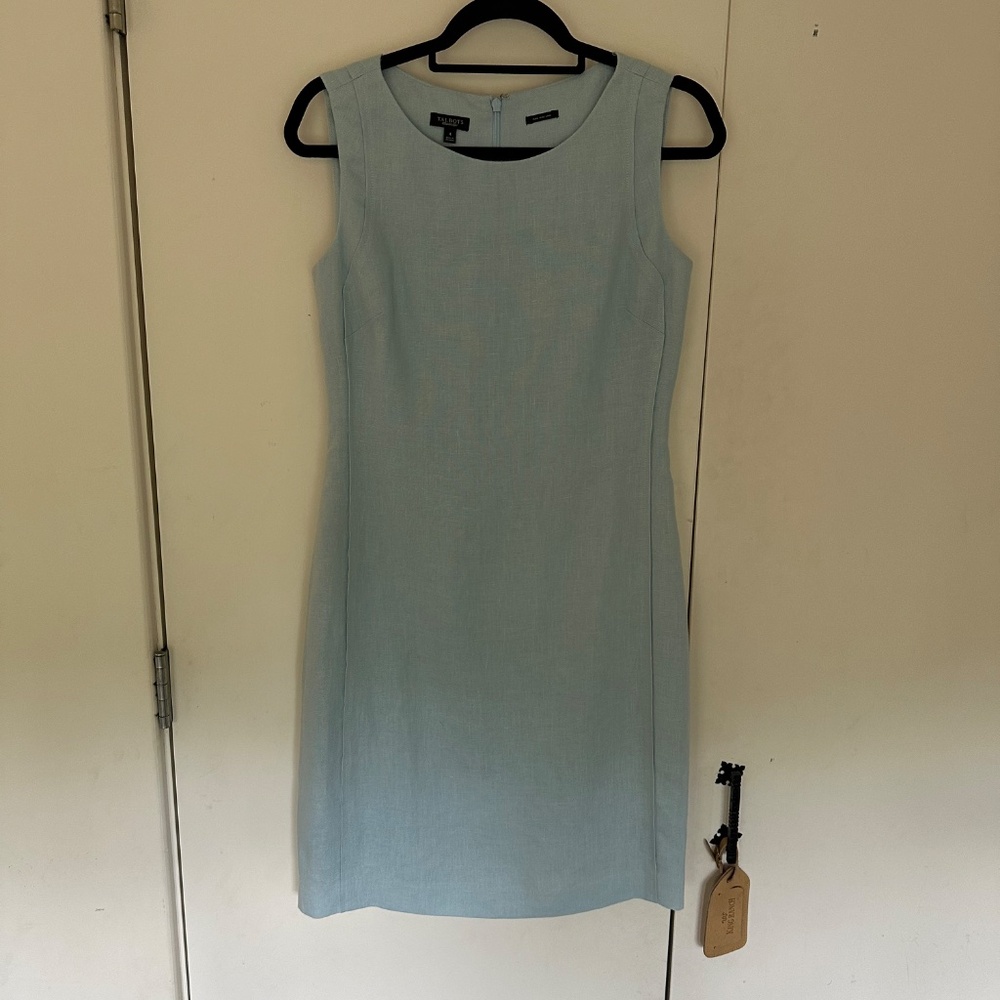 Blue linen sheath dress